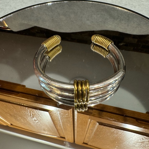 Mexico TR22 Vintage Sterling Silver & brass Cuff bracelet!  Signed and stamped! - Picture 3 of 12